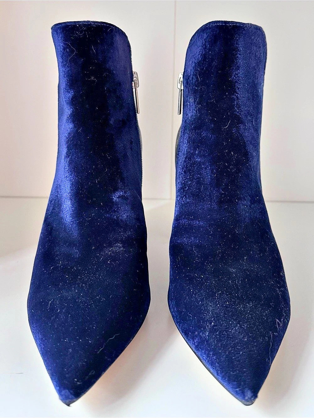 Marc Fisher Blue Velvet Pointed Toe Heeled Ankle Boots - US 6.5